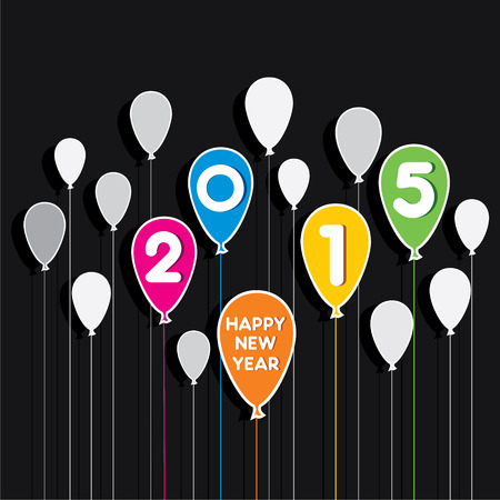 creative colorful new year 2015 greeting design with balloon theme vectorのイラスト素材