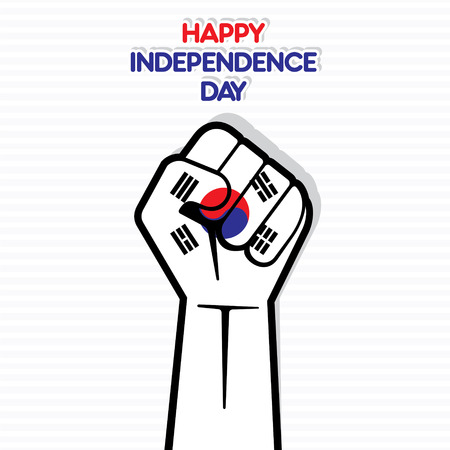 happy independence day of south Korea flag hand design vectorのイラスト素材