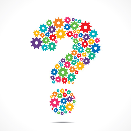 Abstract Question Mark design With colorful Cog Wheels vectorのイラスト素材