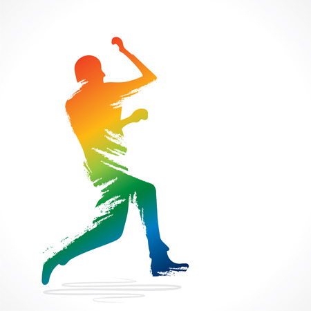 bowling the cricket player design by brush stroke vectorのイラスト素材
