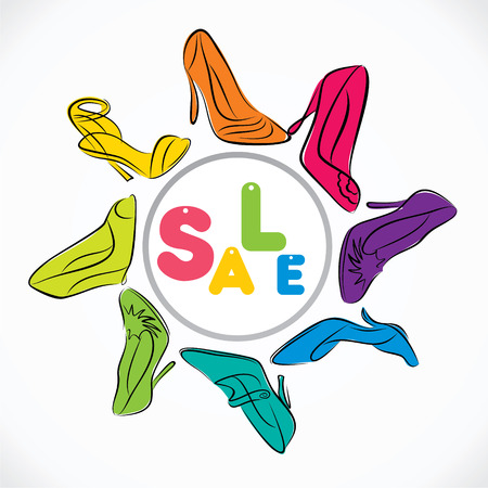 creative colorful footwear banner designのイラスト素材