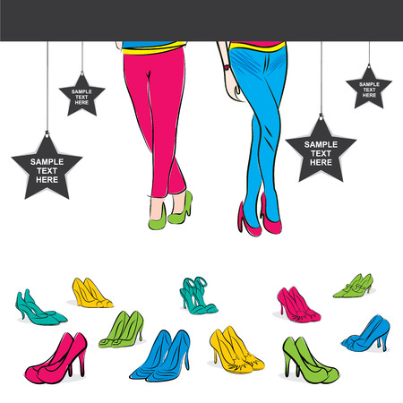 creative fashion footwear poster design vectorのイラスト素材