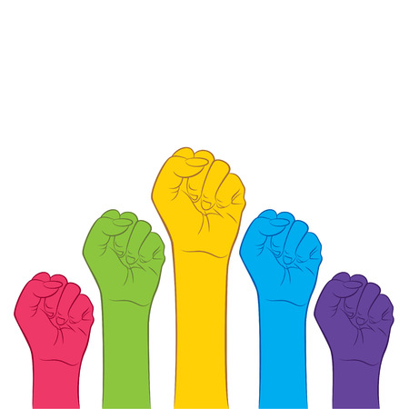 clench hand fist for victory ,protest, revolution concept design vectorのイラスト素材
