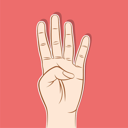 four finger up or number count concept design のイラスト素材