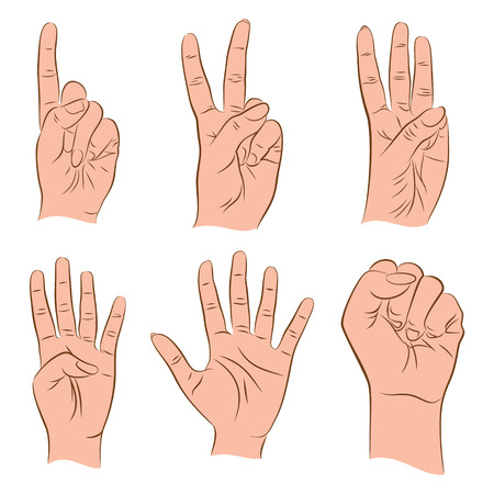 counting number 1,2,3,4,5,0 by using finger design concept vectorのイラスト素材