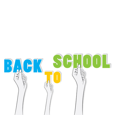 back to school word hold in hand concept designのイラスト素材
