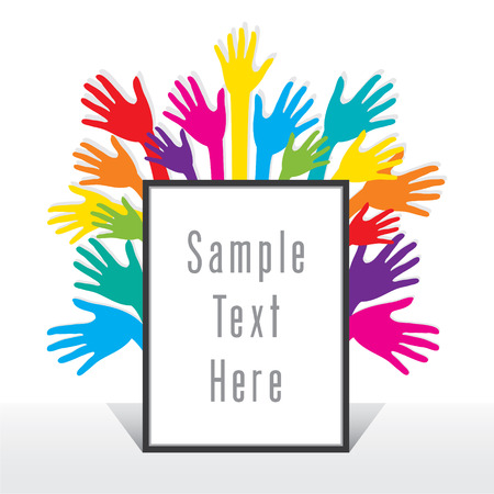 blank frame for write your text with colorful hand background design vectorのイラスト素材