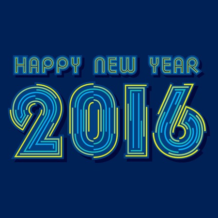 creative happy new year 2016 by line design vectorのイラスト素材