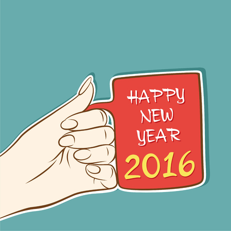 celebrate new year with coffee concept design vectorのイラスト素材