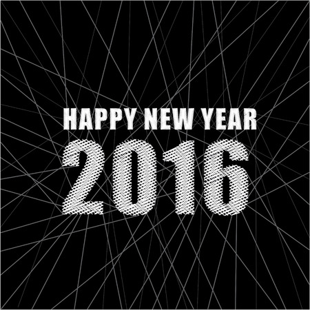 creative happy new year 2016 by line design vectorのイラスト素材