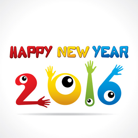 creative happy new year 2016 greeting or graphics design vectorのイラスト素材