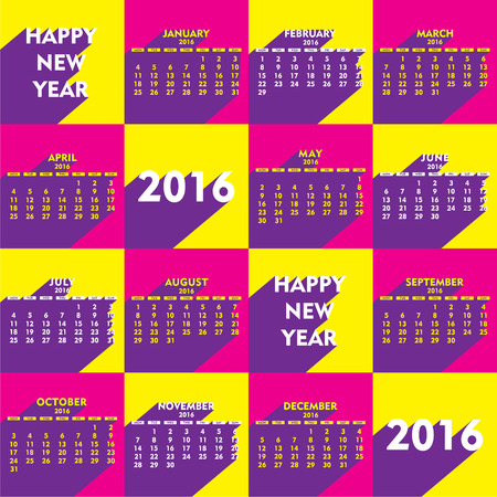creative retro style new year calender 2016 design vectorのイラスト素材