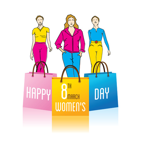 happy womens day design , fashion model on ramp designのイラスト素材