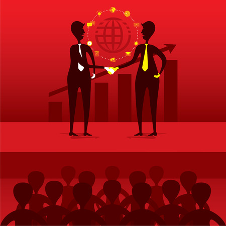 partnership concept, business leader join hand for business deal or partnership concept designのイラスト素材