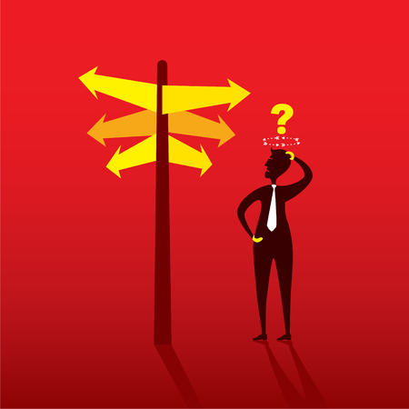 businessmen confuse for choose right direction, future path concept designのイラスト素材