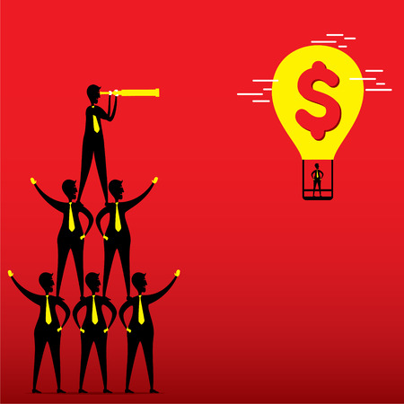 leader make pyramid find big money balloon concept design vectorのイラスト素材