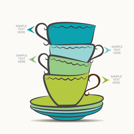 creative tea cup and plate info-graphics design vectorのイラスト素材