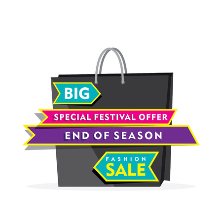creative big clearance sale banner using shopping bag design vectorのイラスト素材