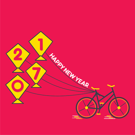 Vector Illustration of Creative New Year Greeting for 2017のイラスト素材