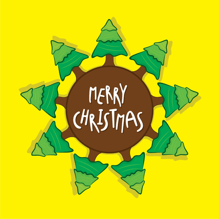 creative merry christmas greeting design using treeのイラスト素材