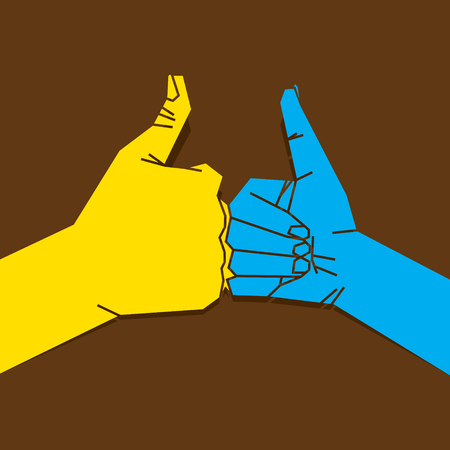 two hand thumbs up, or approval sign concept designのイラスト素材
