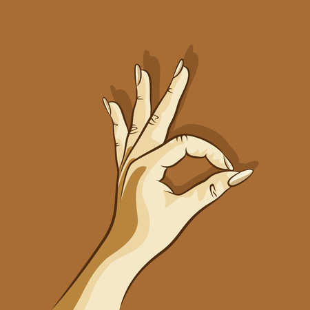 Women hand show OK sign design conceptのイラスト素材