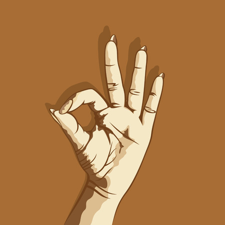 Women hand show OK sign design conceptのイラスト素材