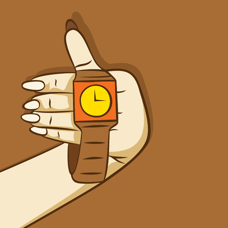 wrist watch hold in hand, show time designのイラスト素材