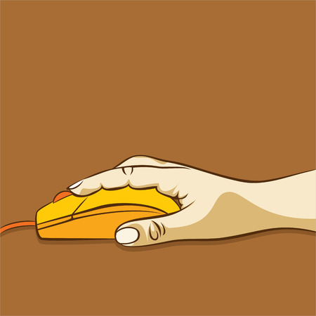 computer mouse in hand, working on computer concept designのイラスト素材