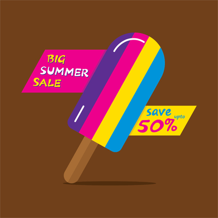 big summer sale heading poster design using colorful ice creamのイラスト素材