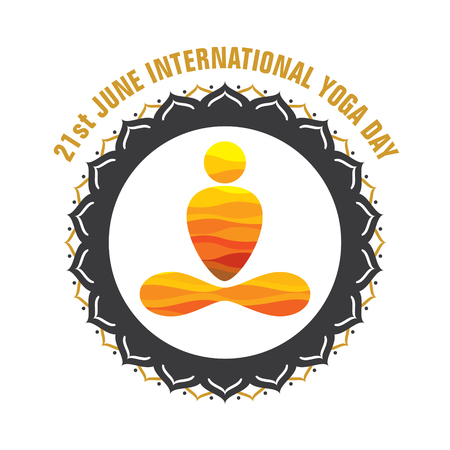 creative yoga pose icon design for international yoga dayのイラスト素材