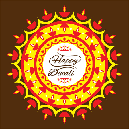 Creative happy diwali greeting design, decorate with colorful diyaのイラスト素材