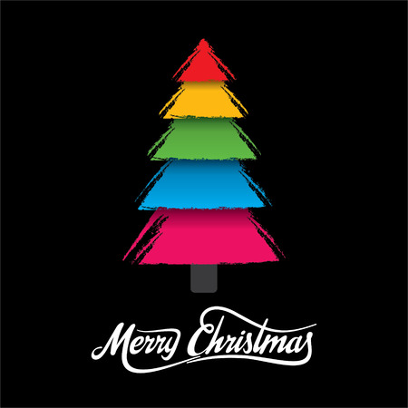 colorful christmas tree design by brush strokeのイラスト素材