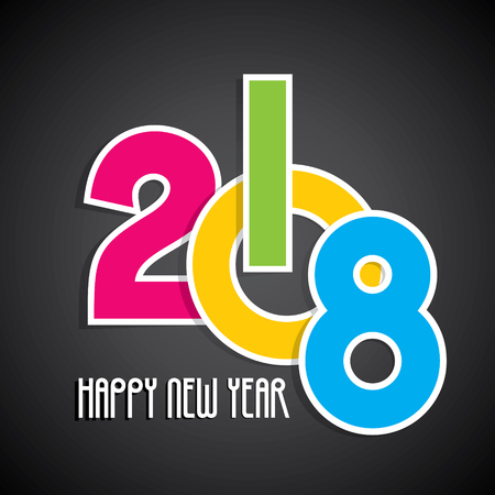 colorful happy new year 2018 poster designのイラスト素材