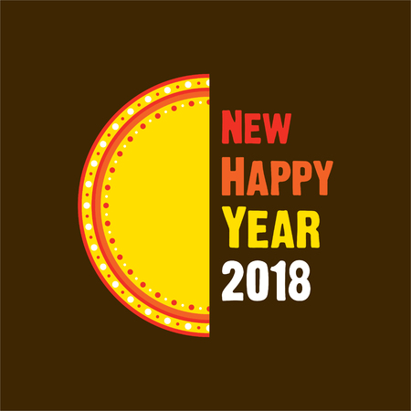creative happy new year 2018 poster design with half circle raysのイラスト素材