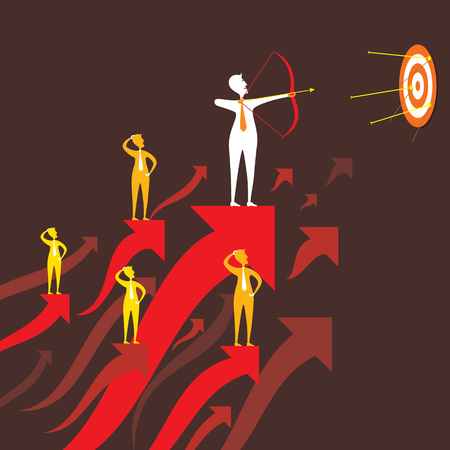 Businessmen target goal concept design; People and arrow design in silhoutte illustration.のイラスト素材