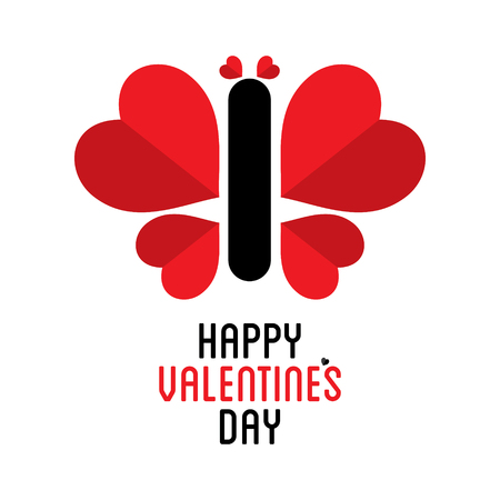 Creative valentine's day greeting card by love butterfly design by heart shapeのイラスト素材