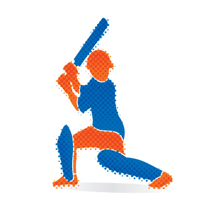 Cricket player hitting big shoot concept design.のイラスト素材