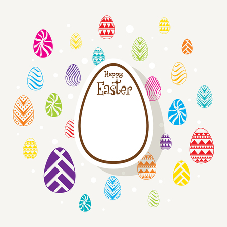 happy easter day greeting design with colorful egg background designのイラスト素材