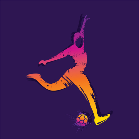 abstract colorful soccer player kicking ball Vector illustration.のイラスト素材