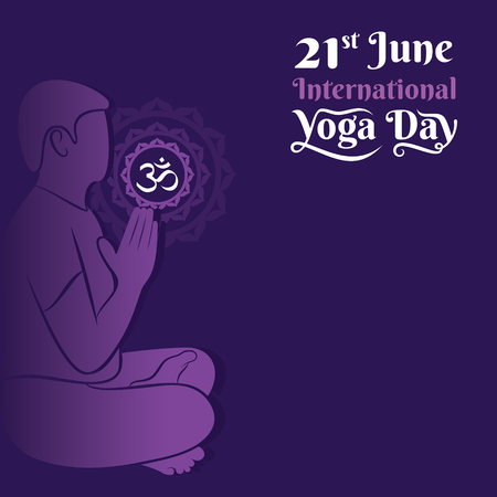 international yoga day celebrate on 21 june, men meditating yoga poseのイラスト素材
