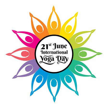 world international yoga day celebration poster designのイラスト素材