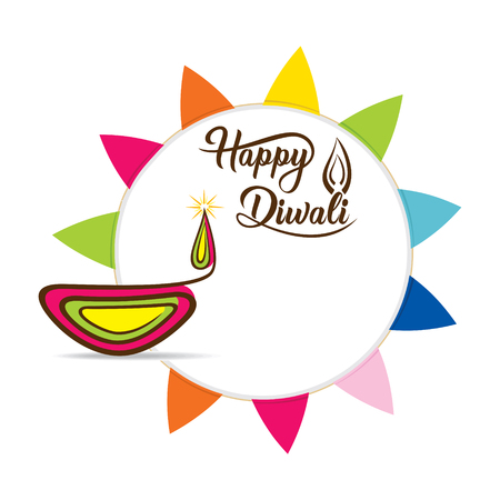 colorful abstract diya design, happy diwali festival greeting designのイラスト素材