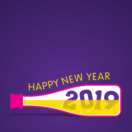 new year 2019 text in the bottle design, using different conceptのイラスト素材