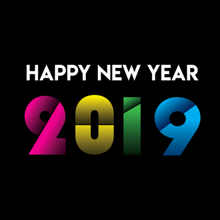 creative cut style number new year 2019 design illustration vectorのイラスト素材