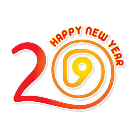 happy new year 2019 poster design using swirl styleのイラスト素材