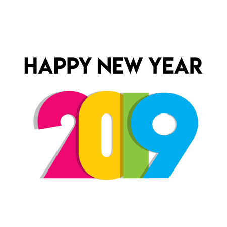 happy new year 2019 poster design using colorful 2019 text usingのイラスト素材