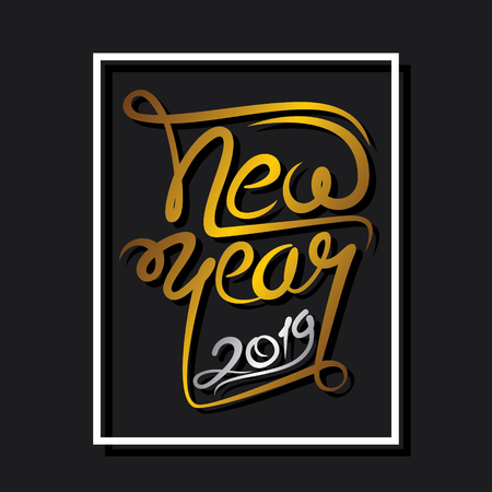 creative happy new year 2019 typography designのイラスト素材