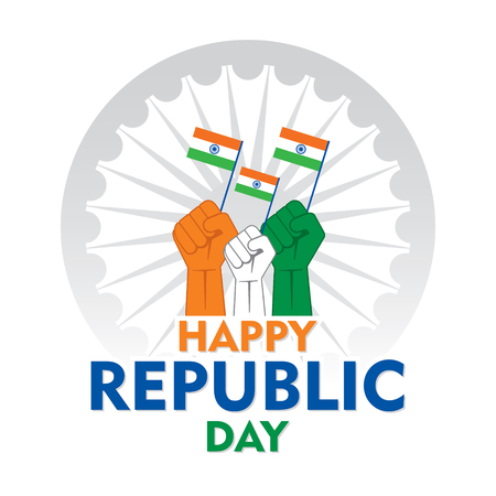 happy independence day of india illustration vector, using hand show unity concept poster designのイラスト素材