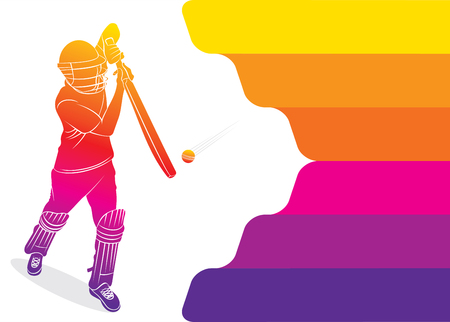 illustration of batsman playing cricket sports poster designのイラスト素材